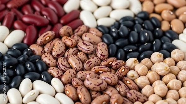 Fototapeta Assortment of Colorful Beans - A Nutritious and Versatile Food Source.