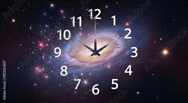 Obraz Cosmic clock time spirals through a nebula
