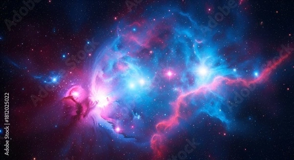 Obraz Cosmic Symphony Blue pink and stardust nebulae intertwine