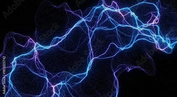 Obraz Electricpurple lightning streaks through a starlit sky