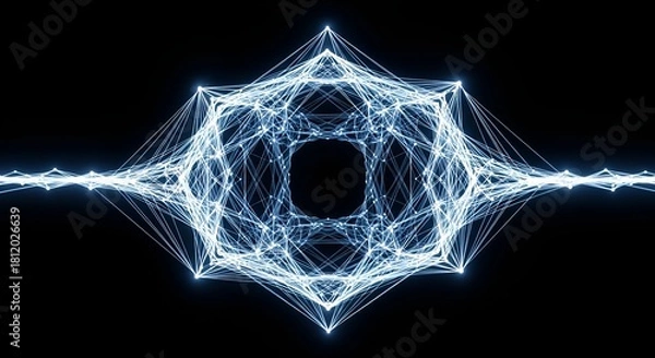 Obraz Geometric network structure with illuminated nodes