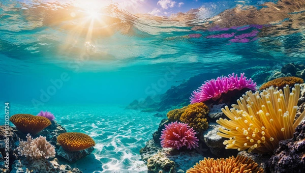 Fototapeta  AI-generated image of the Caribbean underwater beauty, cherished memories await tourists