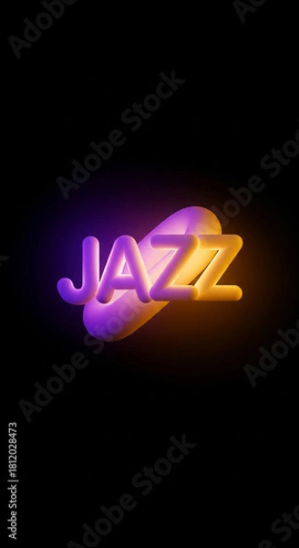 Fototapeta VIBRANT: JAZZ 3D Type, Violet/Saffron Gradient Poster