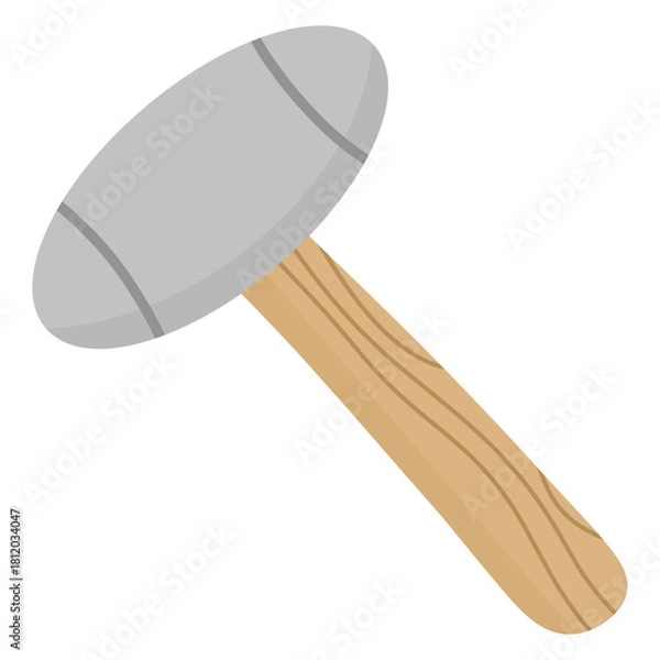 Obraz Cartoon Stone Hammer or Primitive Mallet Icon - Simple Camping Tool