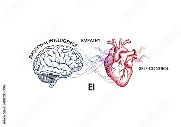 Fototapeta Emotional intelligence brain heart connection empathy