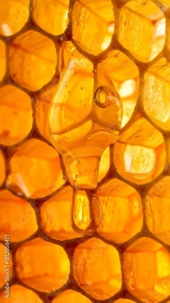 Obraz Golden Honeycomb Close-Up - A Sweet and Natural Delight.