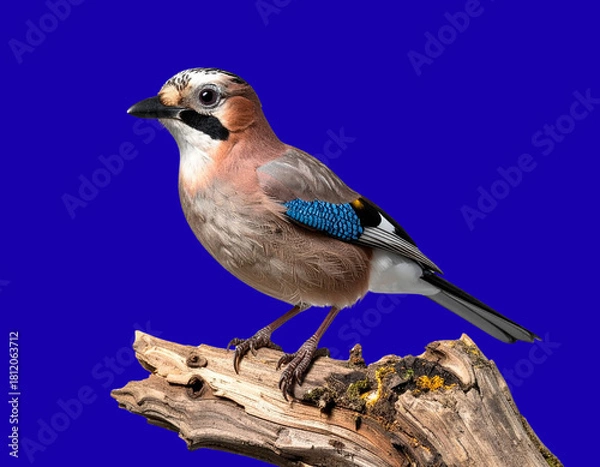 Fototapeta  Perched Eurasian Jay in Minimal Studio with Sparkling Fireflies