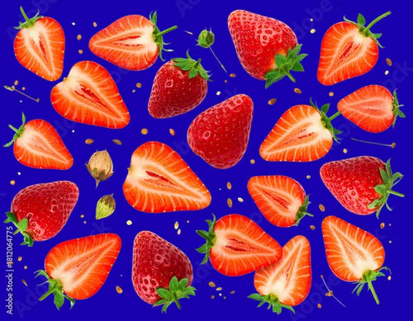 Fototapeta Strawberry Flat Lay with Magical Firefly Spark Effects