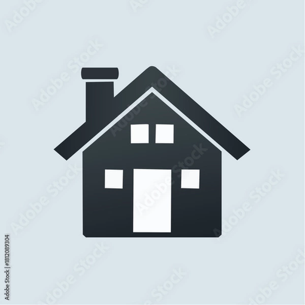 Fototapeta Black minimalist vector icon of a modern house, featuring clean geometric lines and simple architectural shapes suitable for branding and UI design