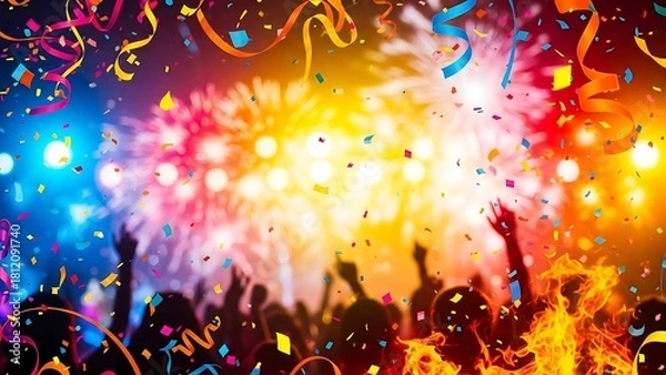 Fototapeta Vibrant Celebration - A Crowd Enjoys a Festive Event with Confetti.