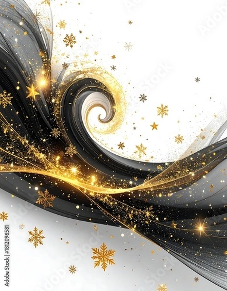 Fototapeta Golden Swirl - Abstract Design with Black and Gold Elements.