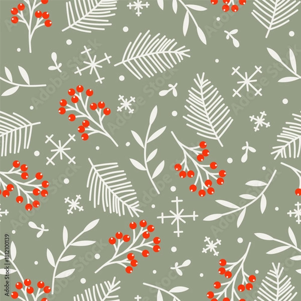 Obraz Seamless winter pattern with doodle elements