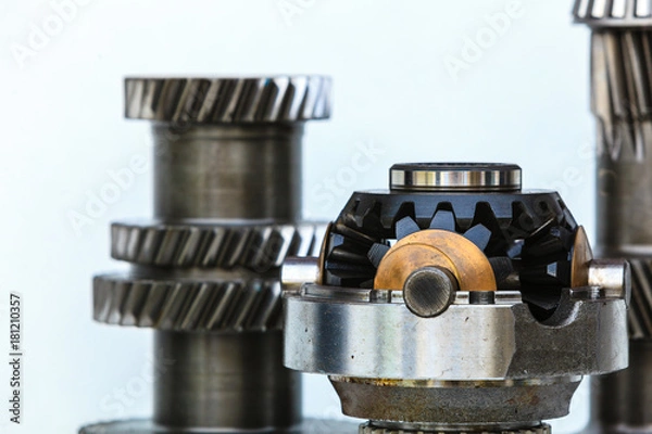 Fototapeta Differential transmission closeup, machinery engineeing objects