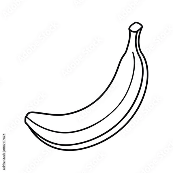 Obraz Simple banana outline illustration on a clean white background