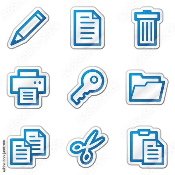 Obraz Document web icons, blue contour sticker series