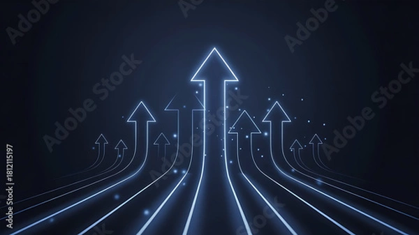Obraz Futuristic Glowing Arrows Ascending as a Concept of Business Growth and Achievement