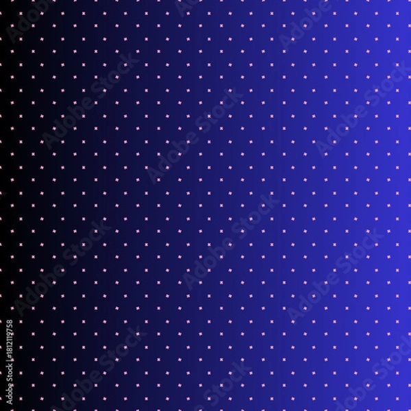 Fototapeta Gradient background from black to blue with a pattern of small white and pink asterisks evenly spaced