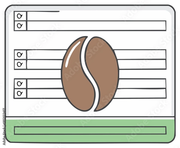 Fototapeta Digital Coffee Menu or Quality Control Checklist with Large Bean Icon
