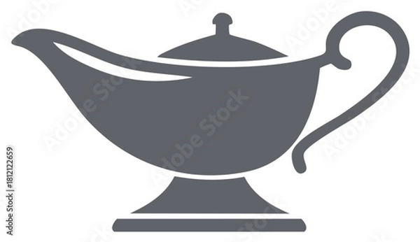 Obraz A stylized silhouette of a classic oil lamp with a curved handle and a lid