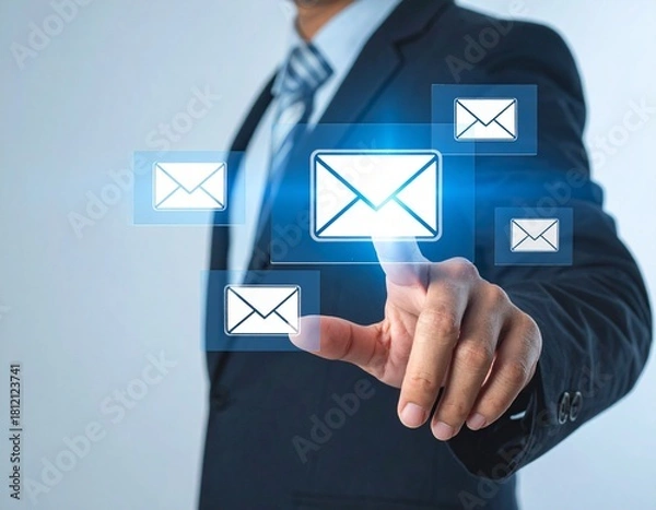 Fototapeta hand pressing mail icon