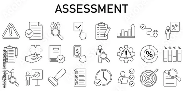 Fototapeta Assessment Line Editable Icons set. Vector illustration in modern thin line style icons Isolated on transparent background.