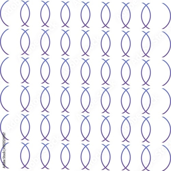 Fototapeta Repeating pattern of purple curved lines and shapes on a white background in a grid like arrangement