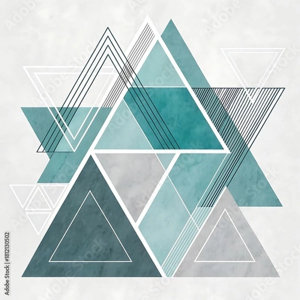 Fototapeta Modern teal triangle geometric abstract background