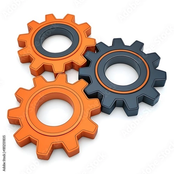 Fototapeta Teamwork gears connecting for process improvement