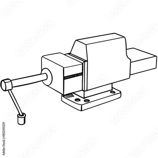 Fototapeta Linear hand vice in black and white style for crafting tasks