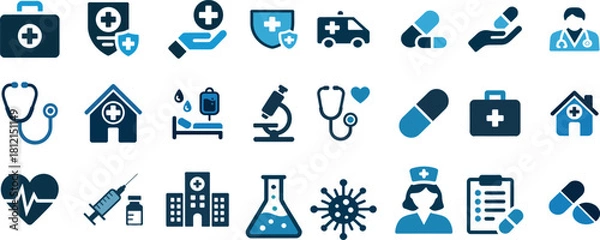 Obraz Essential medical healthcare icons for health service symbols kit