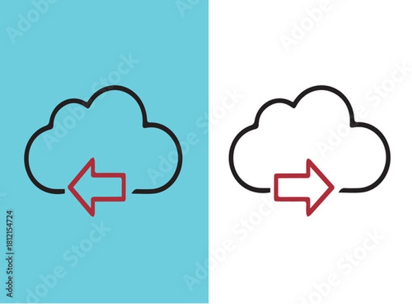 Fototapeta Digital cloud icons representing data transfer and storage in the sky