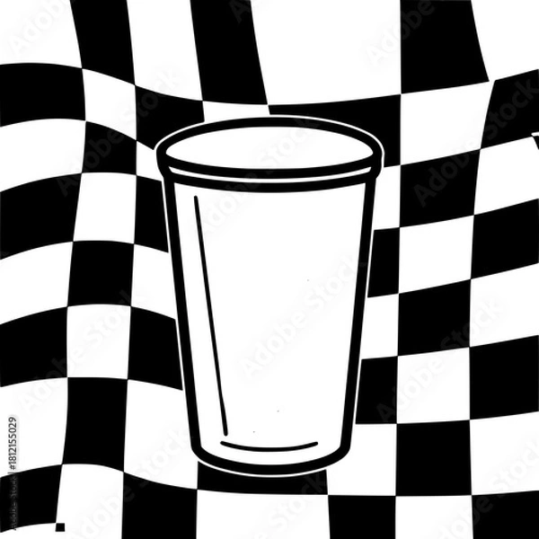 Obraz Black Rectangles Block Diagram with Glass Icon