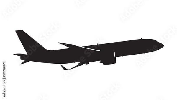Fototapeta Bold airplane silhouette soaring with power, ideal for aviation themes, travel promotions, or conveying speed, modern design, and journey concepts in projects