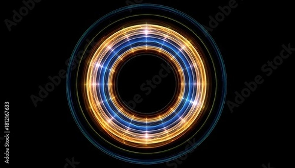 Fototapeta Glowing Translucent Shapes Overlapping to Create a Firefly Style Unity Circle