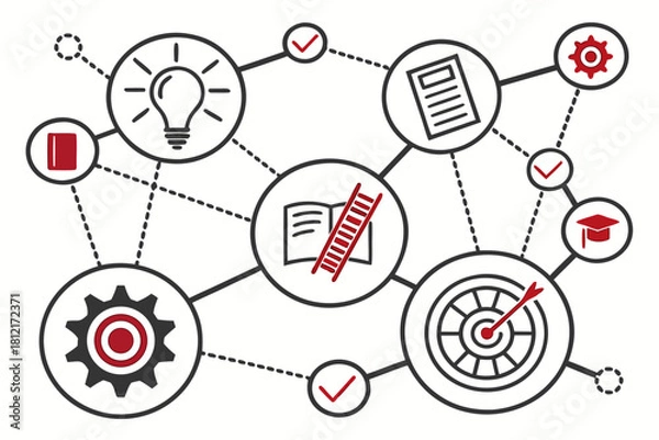 Obraz Achieve Goals with Strategic Connections and Learning, a Modern Design for Business Success and Educational Growth, Originally Vector Graphic