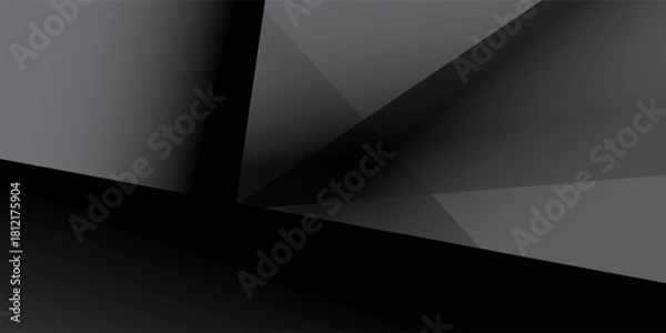 Fototapeta Black white dark gray silver abstract pattern background. Geometric shape. Line triangle angle fold polygon diamond 3D. Gradient. Rough grain noise. Light shadow. Matte shimmer. Design. Minimum.