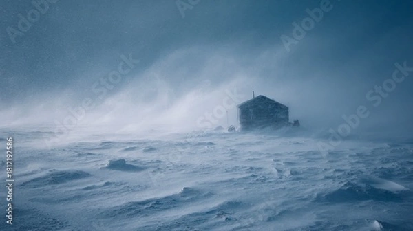 Obraz Harsh winter landscape with hut