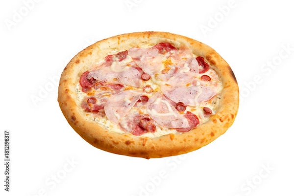 Obraz Pizza with ham. Transparent.