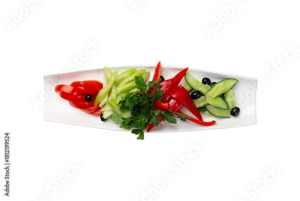 Obraz Assorted vegetables in a plate. Transparent.