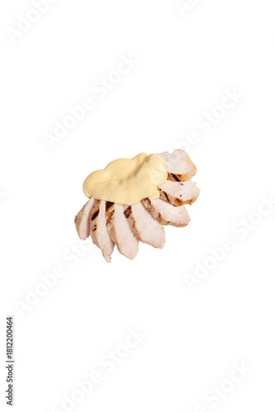 Obraz Cooked chicken breast with sauce. Transparent.
