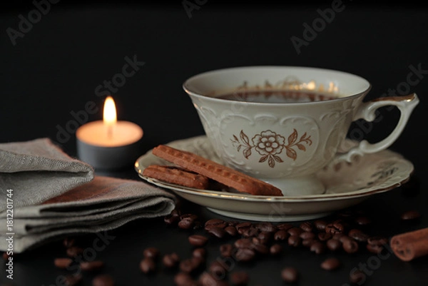 Obraz Kaffeetasse mit Kerze