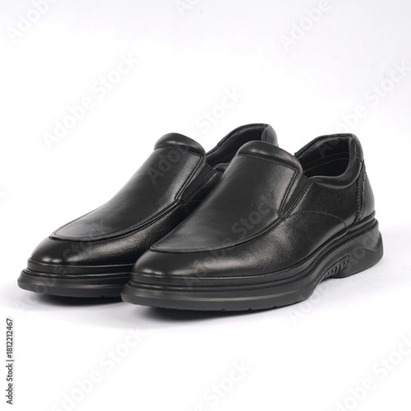 Fototapeta black leather formal shoe isolated on white background. leather shoe,
Perfect for product display, e-commerce, footwear ads, and catalog use with clean. front view, top view,