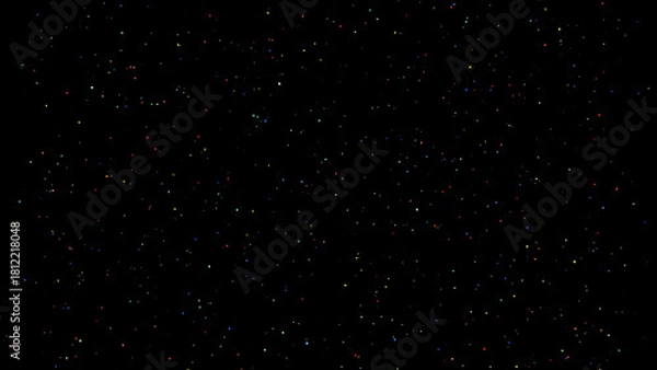 Obraz Abstract multicolor particles falling on black background. Abstract digital star background