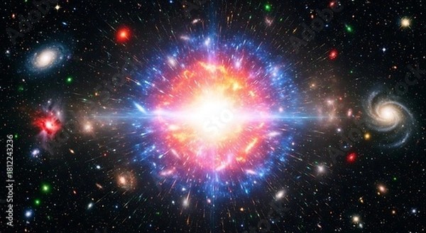 Fototapeta Cosmic explosion a vibrant display of celestial bodies in deep space