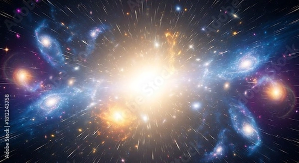 Fototapeta Cosmic explosion a vibrant display of galaxies and celestial energy