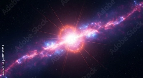 Fototapeta Cosmic explosion in deep space abstract artwork with radiant energy and stellar elements