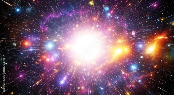 Fototapeta Cosmic explosion in vibrant colors representing the universe and space
