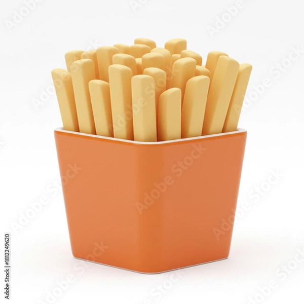 Obraz Golden french fries in an orange box, a tasty fast food snack
