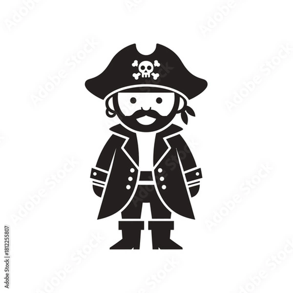 Fototapeta Charming illustration of a cheerful pirate captain character ready for adventure on the high seas