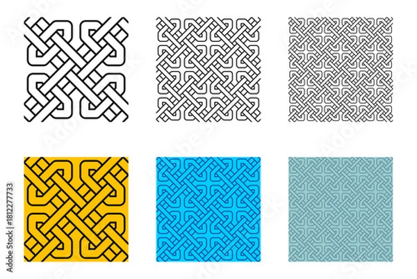 Obraz Interwoven Celtic Knot Seamless Pattern Decorative Ornament Vector Illustration Set